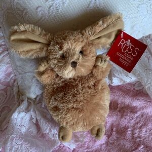 Russ Berrie Flopsalots bunny Tan Plush rabbit with tags